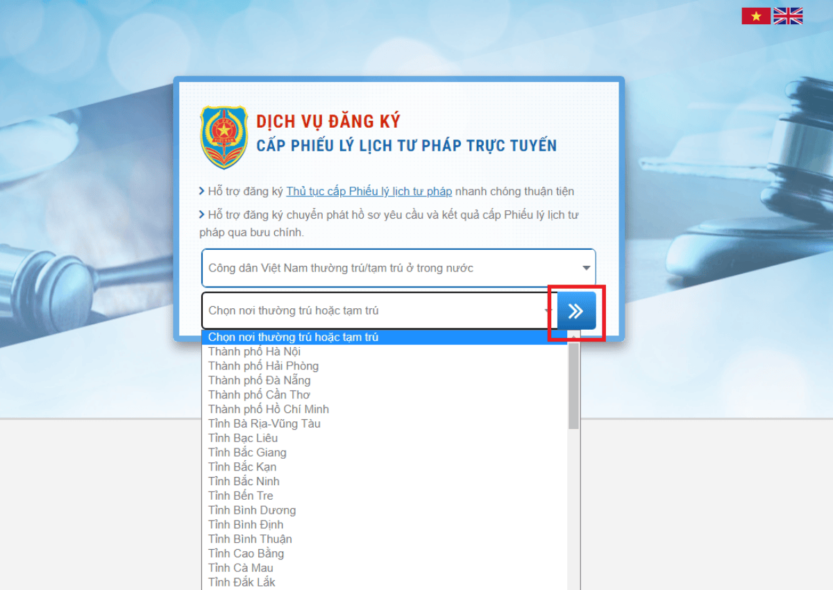 Tra cứu trên Cổng thông tin Tư pháp của tỉnhthành phố