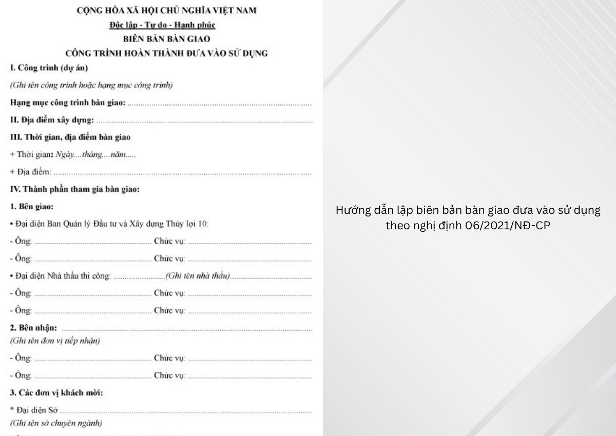 Hướng dẫn lập biên bản bàn giao đưa vào sử dụng